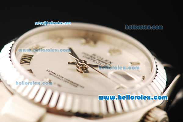 Rolex Datejust Automatic Movement Full Steel with ETA Coating Case and White Dial-Roman Numerals - Click Image to Close